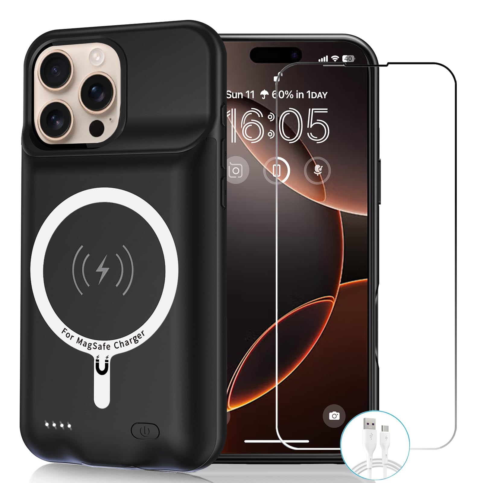 Amazon.com: Wireless Charging Case for iPhone 16 Pro Max, 12000mAh